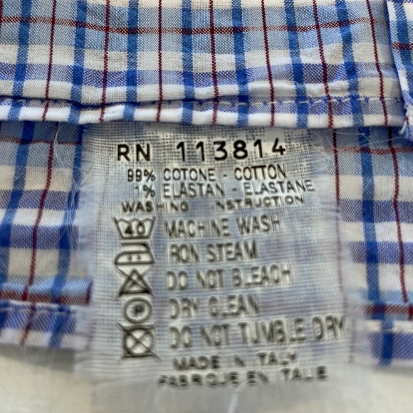 Billy Reid Men L/S Shirt Blue/White/Red Medium - Picture 7 of 8